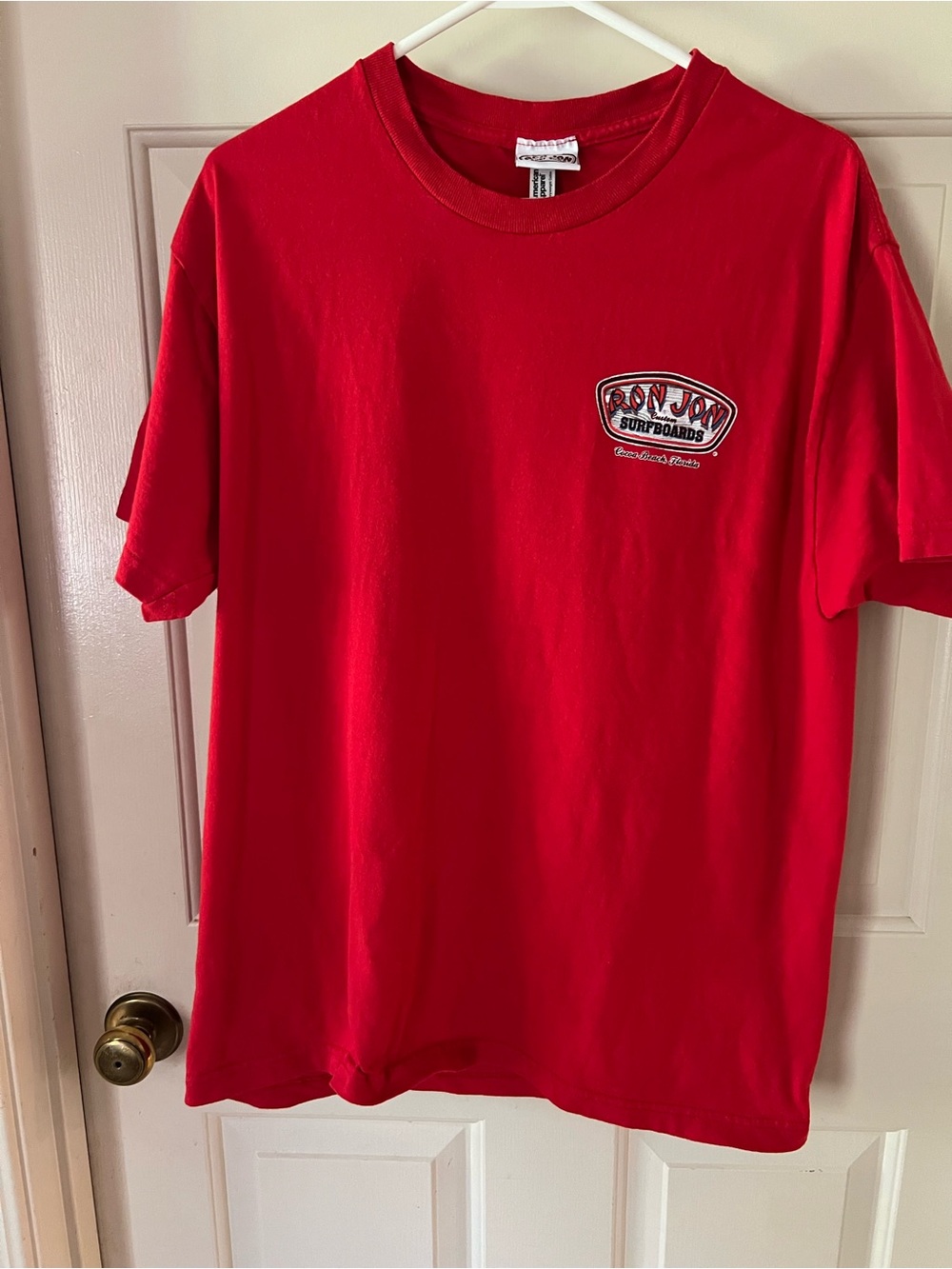 Ron Jon Red Tee with Surfboards Logo
